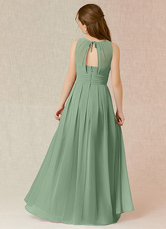 Azazie Bibiane Junior Matcha A-Line Pleated Chiffon Dress image2