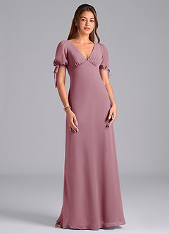 Azazie Pheby Bridesmaid Dresses Vintage Mauve A-Line Pleated Chiffon Dress image4