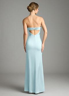 Azazie Leonis Bridesmaid Dresses Cloud Blue Mermaid Pleated Stretch Satin Convertible Dress image2
