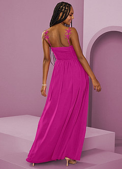 Barbie ♥ Azazie Abiti da Damigella Abito A-Line in Chiffon Plissettato Fucsia image10