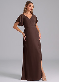 Azazie Ambrosia Jurken voor bruidsmeisjes Jurk van Chiffon met A-Lijn Geplooid Ganache image4