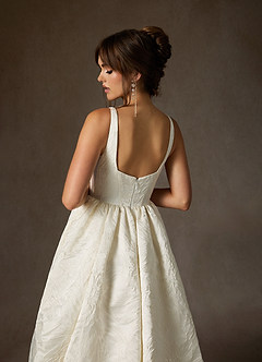 Azazie Skylin Wedding Dresses Antique White Ball-Gown with Pockets Floral Jacquard Dress image8