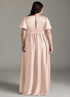 Azazie Verna Maternity Bridesmaid Dresses A-Line Ruched Stretch Satin Floor-Length Dress image11