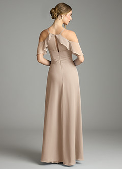 Azazie Dakota Bridesmaid Dresses Taupe A-Line V-Neck Pleated Chiffon Dress image6
