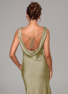 Azazie Rylina Bridesmaid Dresses Moss Green Mermaid Stretch Satin Dress image2