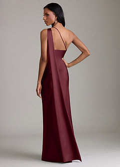 Azazie Galinda Suknie dla druhen Syrena Jedno ramię Satyna elastyczna Do ziemi Sukienka image6