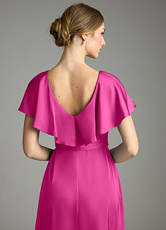 Azazie Lainey Vestidos de damas de honor Vestido de Fucsia de Satén Elástico de Corte en A con Con bolsillos image2