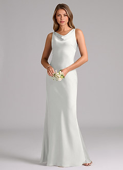 Azazie Allettie Robes de demoiselle d'honneur Robe Sirène en Satin extensible Blanc image3