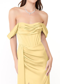 Azazie Amyra Bridesmaid Dresses Butter Mermaid Off the Shoulder Stretch Satin Convertible Dress image7