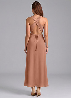 Azazie Evadne Bridesmaid Dresses Bronzer Sheath Pleated Chiffon Dress image6