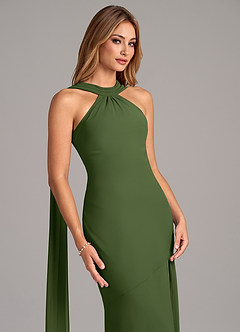 Azazie Kinsley 신부 들러리 드레스 인어 주름진 쉬폰 바닥 길이 드레스 image7