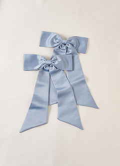 front Matching Color Stretch Satin Bow Hair Clip Set