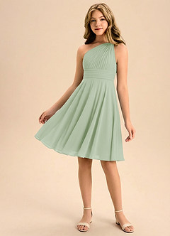 Azazie Charlize Junior Jurk van Chiffon met A-Lijn Geplooid Stoffige Salie image1