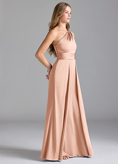 Azazie Dallas Jurken voor bruidsmeisjes Jurk van Stretch Satijn met A-Lijn One-Shoulder Rosé Goud image4