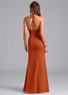Azazie Valerie Vestidos de damas de honor Vestido de Naranja Quemada de Gasa de Corte Sirena con Plisado image6