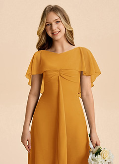 Azazie Selena Junior Butterscotch A-Line Ruched Chiffon Dress image7