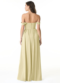 Azazie Morana Vestidos de damas de honor Vestido de Sorbete De Limón de Satén Elástico de Corte en A Convertible con Vestidos sin tirantes image4