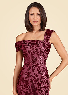 Azazie Odessia Mother of the Bride Dresses Burgundy A-Line Sequins Lace Dress image7