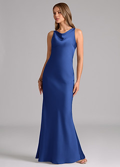 Azazie Allettie Bridesmaid Dresses Royal Blue Mermaid Stretch Satin Dress image5