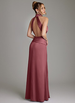 Azazie Gracelynn Bridesmaid Dresses Desert Rose Sheath Pleated Stretch Satin Dress image9