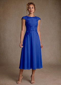 Azazie Crista Suknie dla Matki Panny Młodej Linia A Koronka Szyfon Długość herbaty Sukienka image1