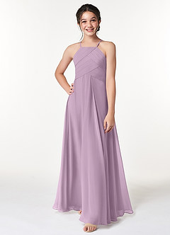 Azazie Ginger Junior Wisteria A-Line Pleated Chiffon Dress image4