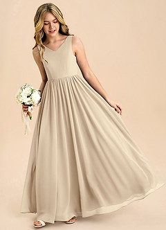 Azazie Hathaway Junior Klä av A-Line i Chiffong Rosett image4