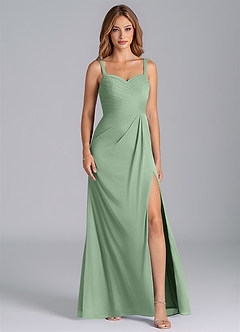 Azazie Micky Brudtärnklänningar Klänning av A-Linje i Maska Plisserad Matcha image1