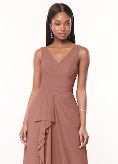 Azazie Julianna Robes de demoiselle d'honneur Robe Trapèze en Mousseline de soie Rose De Cèdre image5