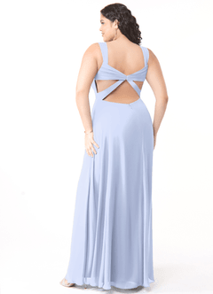 Azazie Nahrin Bridesmaid Dresses Ice A-Line V-Neck Pleated Chiffon Dress image10