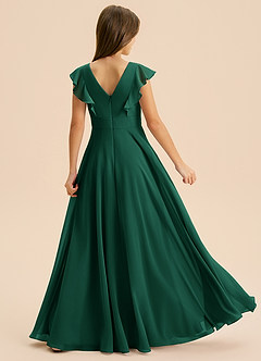 Azazie Anysa Junior Emerald A-Line Ruched Chiffon Dress image2