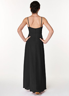 Azazie Naeem Junior Black A-Line Ruched Chiffon Dress image2