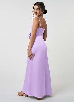 Azazie Anina Junior Lilac A-Line Bow Stretch Satin Dress image5