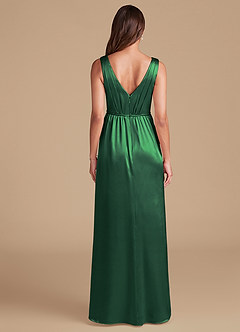 Azazie Tanicia Bridesmaid Dresses Dark Green A-Line Pleated Metallic Satin Dress image6