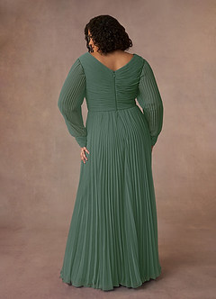 Azazie Zina Mother of the Bride Dresses Eucalyptus A-Line Pleated Chiffon Dress image8