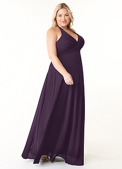 Azazie Tessie Bridesmaid Dresses Plum A-Line V-Neck Pleated Chiffon Dress image8