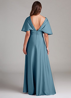 Azazie Pamela Bridesmaid Dresses Bermuda A-Line Pleated Stretch Satin Dress image2