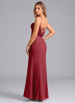 Azazie Wynni Bridesmaid Dresses Pomegranate Mermaid Corset Chiffon Dress image5