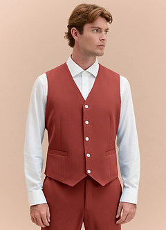 front James Terracotta Structured Stretch Suit Vest