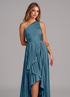 Azazie Lyrica Bridesmaid Dresses Bermuda A-Line One Shoulder Stretch Satin Dress image7
