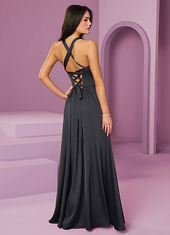 Barbie ♥ Azazie Bridesmaid Dresses Black A-Line with Pockets Stretch Satin Dress image9