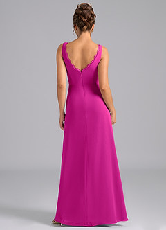 Azazie Bernice Bridesmaid Dresses Fuchsia A-Line Pleated Chiffon Dress image2