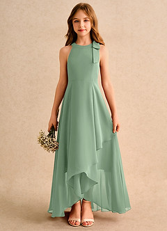 Azazie Boop Girls Formal Flower Girl Dresses Matcha A-Line Bow Chiffon Dress image1