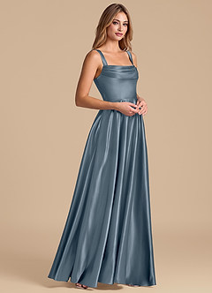 Azazie Shaude Bridesmaid Dresses Twilight A-Line Pleated Metallic Satin Dress image4