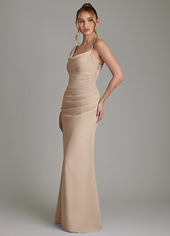 Azazie Ama Jurken voor bruidsmeisjes Jurk van Chiffon met A-Lijn Geplooid Taupe image2