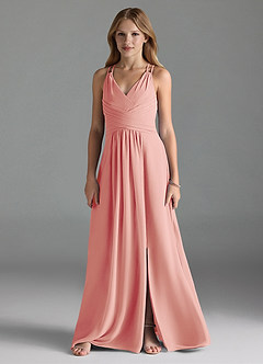 Azazie Farren Junior Rosette A-Line Pleated Chiffon Dress image1