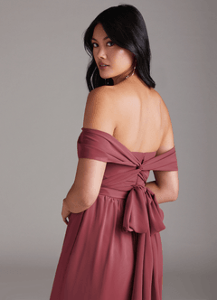 Azazie Lamara Abiti da Damigella Tuta Convertibile in Chiffon a Spalla Scoperta Merlot image6