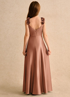 Azazie Rosita Girls Formal Flower Girl Dresses Bronzer A-Line Pleated Matte Satin Dress image4