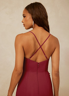 Christian Siriano Bridal for Azazie 1006 Bridesmaid Dresses Pomegranate Mermaid Ruched Chiffon Dress image7