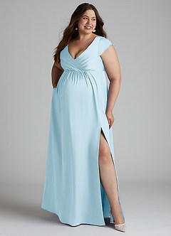 Azazie Allessia Maternity Bridesmaid Dresses A-Line Pleated Stretch Satin Floor-Length Dress image10